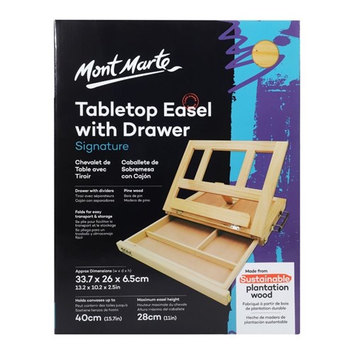 MONT MARTE TABLE TOP EASEL WITH DRAWER, PINE